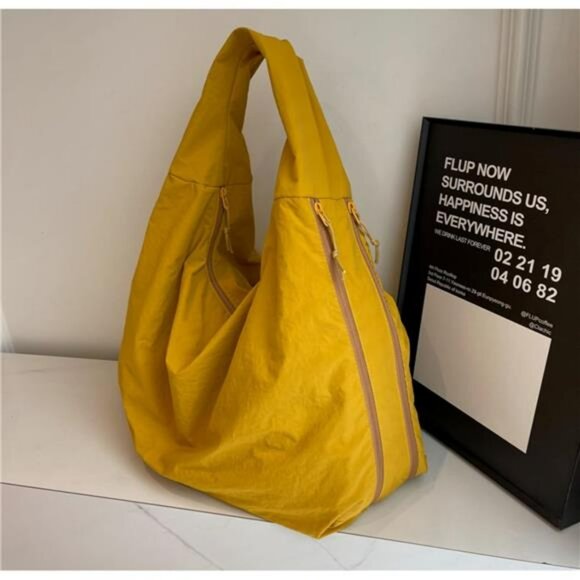 Large Nylon Slouchy Tote Bag Shoulder Purse Travel Gym Casual Work Handbag - Picture 5 of 7